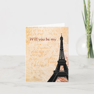 Eiffel Tower Will You Be My Note card