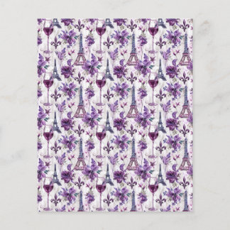 Eiffel Tower & Wine Watercolor Scrapbook Paper