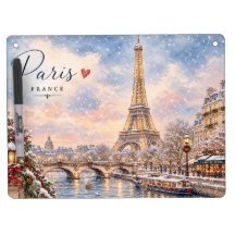 Eiffel Tower Winter Christmas River seine in snow