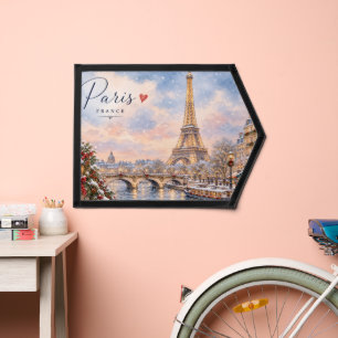 Eiffel Tower Winter Christmas River seine in snow Pennant