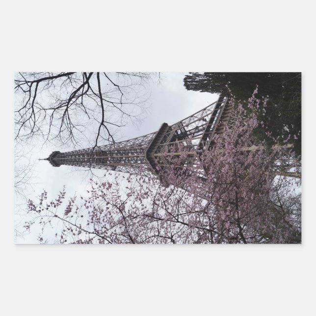 Eiffel Tower with blossom Rectangular Sticker (Front)