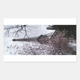 Eiffel Tower with blossom Rectangular Sticker