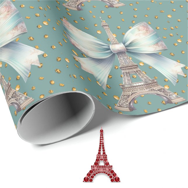 Eiffel Tower With Bow Wrapping Paper (Creator Uploaded)
