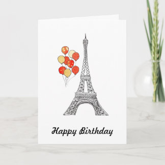 Eiffel Tower with bunch of balloons Birthday Card