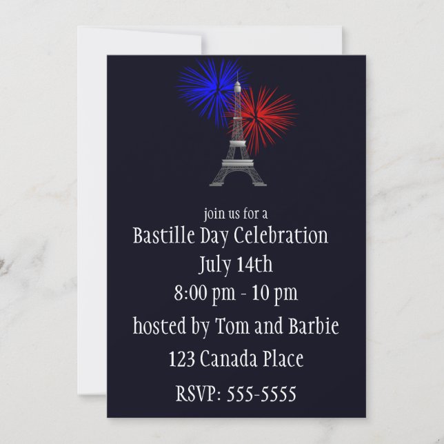 Eiffel Tower with Fireworks Invitation (Front)