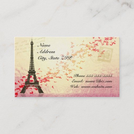 Customizable Eiffel Tower with floating hearts Business Cards