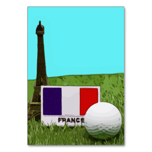 Eiffel tower with France flag and golf ball Table Number