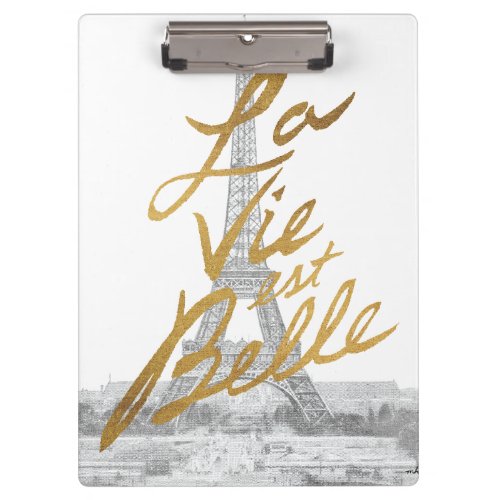 Eiffel Tower with Gold writing Clipboard