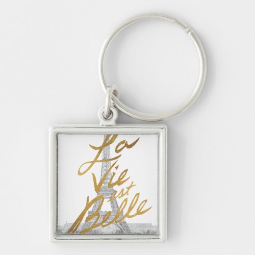 Eiffel Tower with Gold writing Keychain