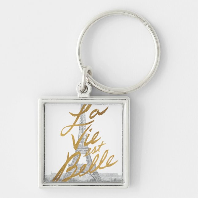Eiffel Tower with Gold writing Keychain (Front)