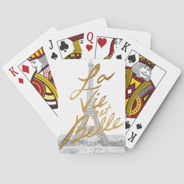 Eiffel Tower with Gold writing Poker Cards (Back)