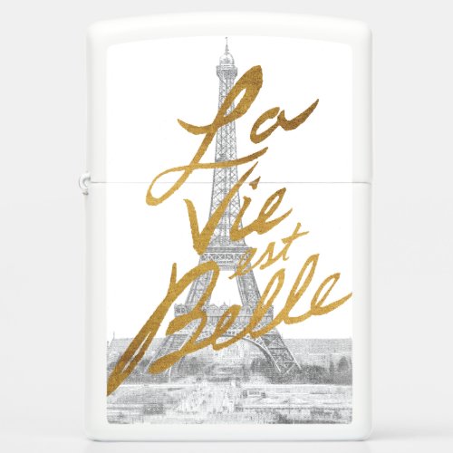 Eiffel Tower with Gold writing Zippo Lighter