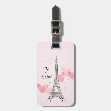Eiffel Tower With Hearts Luggage Tag