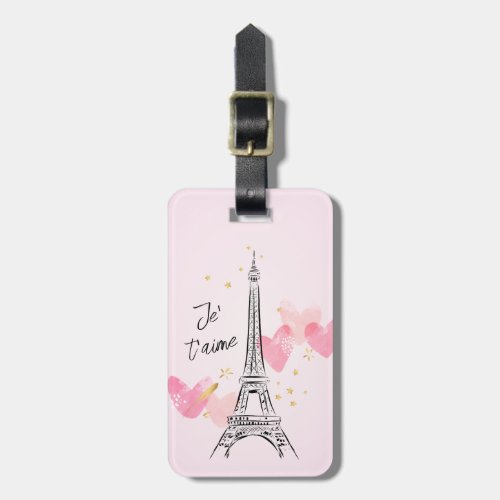 Eiffel Tower with Hearts Luggage Tag