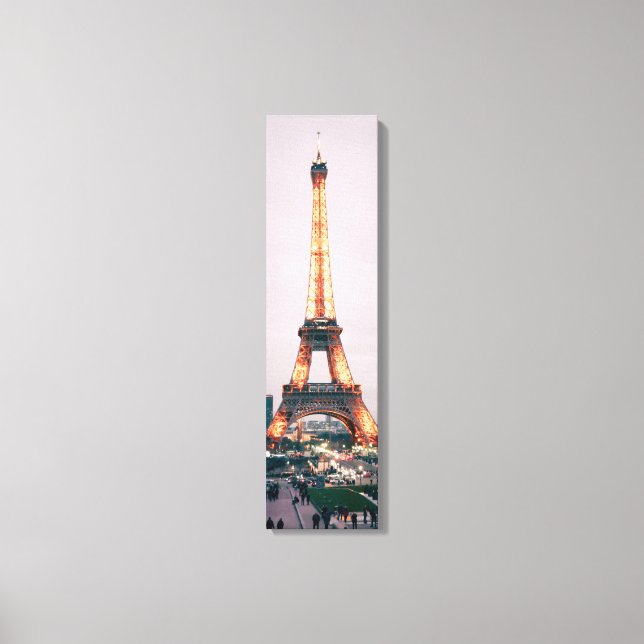 Eiffel Tower With Lights Vertical Canvas Print (Front)