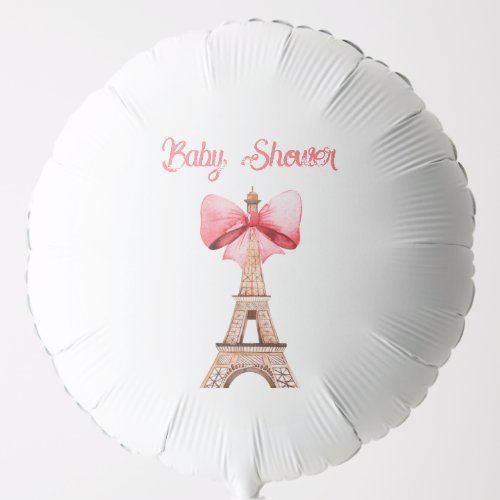 Eiffel Tower With Pink Bow Paris Baby Shower Balloon