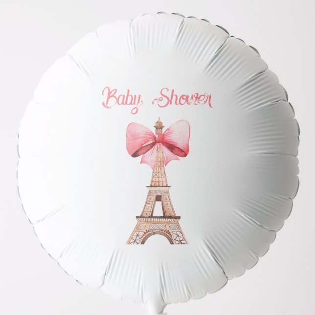 Eiffel Tower With Pink Bow Paris Baby Shower Balloon (Front)