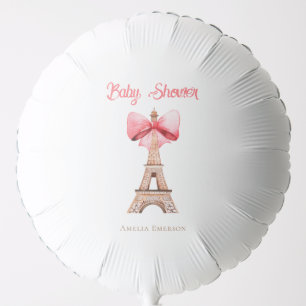 Eiffel Tower With Pink Bow Paris Baby Shower Balloon