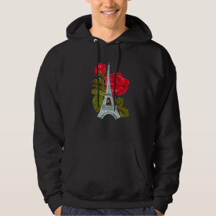 Eiffel Tower with Rose Love Paris Roses French Lov Hoodie