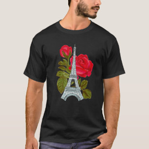 Eiffel Tower with Rose Love Paris Roses French Lov T-Shirt