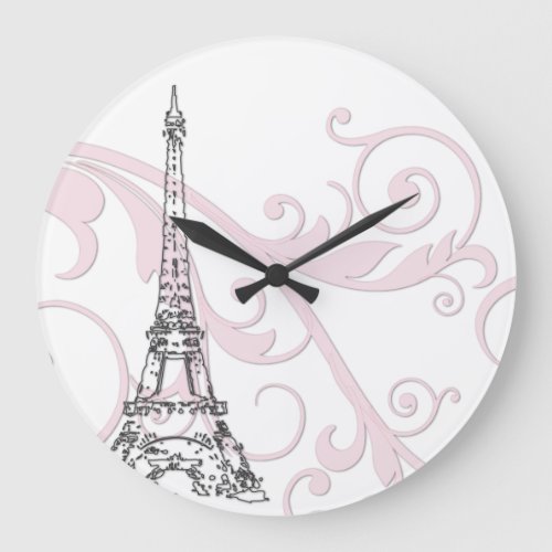 Eiffel Tower with Scrolls Large Clock