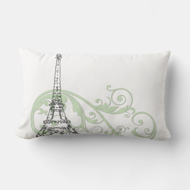 Eiffel Tower with Scrolls Lumbar Pillow (Front)