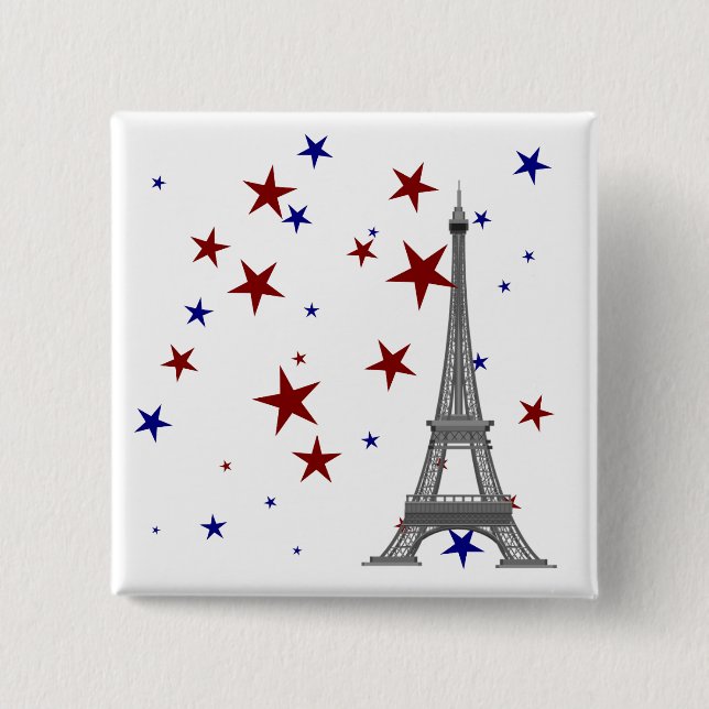 Eiffel Tower with Stars Button (Front)