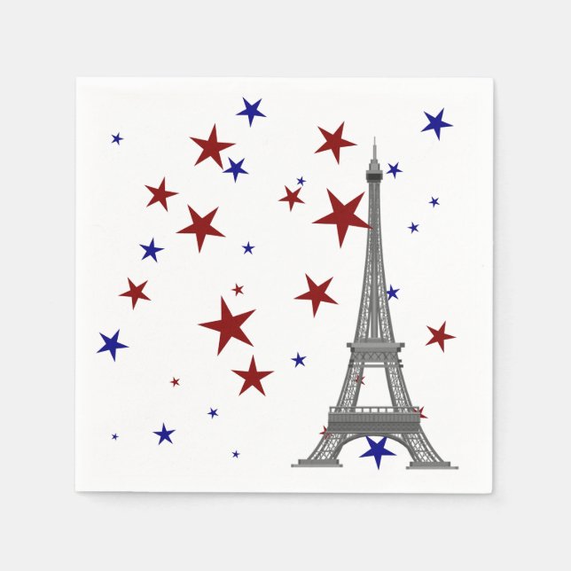 Eiffel Tower with Stars Napkins (Front)