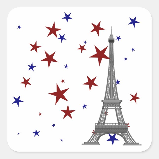 Eiffel Tower with Stars Square Sticker (Front)