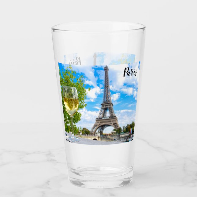 Eiffel tower with white wine glass (Front)
