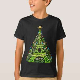 Eiffel Tower Wrapped In Christmas Tree Lights Fren T-Shirt