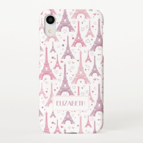 Eiffel Towers and hearts personalized iPhone XR Case