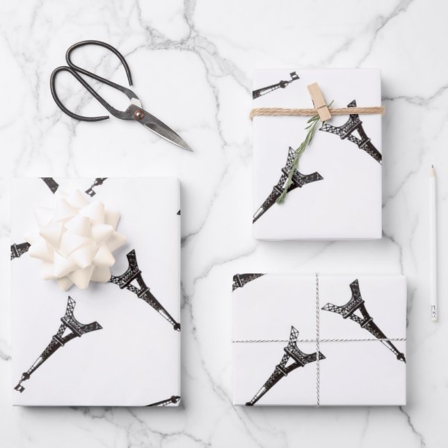 Eiffel Towers Wrapping Paper Sheets (Front)