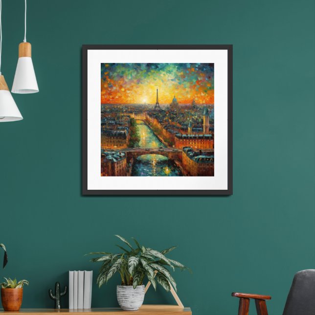 Eiffel Twilight | Framed Impressionist Statement Art (Living Room 2)