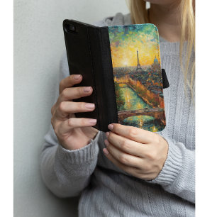 Eiffel Twilight   Van Gogh Inspired Sky iPhone 8/7 Wallet Case