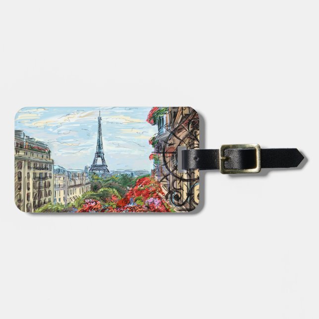 Eiffer Tower Paris France Luggage Tag (Front Horizontal)