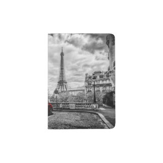 Eiffle Tower Black, White and Red. Passport Holder