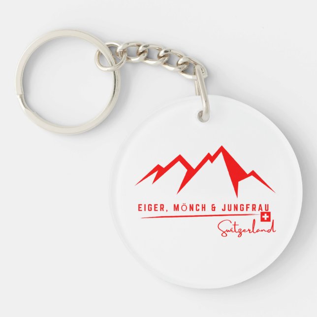 Eiger, Mönch and Jungfrau Trilogy. Swiss Alps  Keychain (Front)