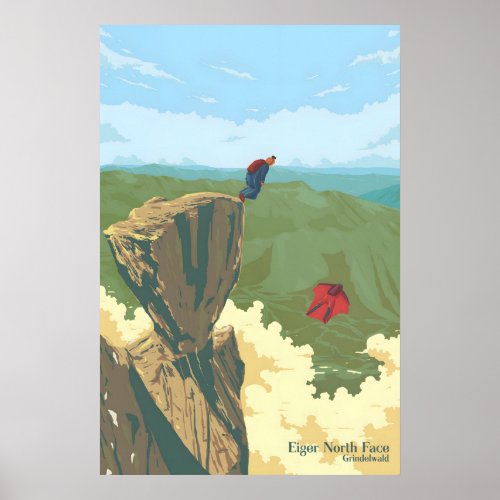 Eiger North Face Grindelwald Switzerland Travel Poster