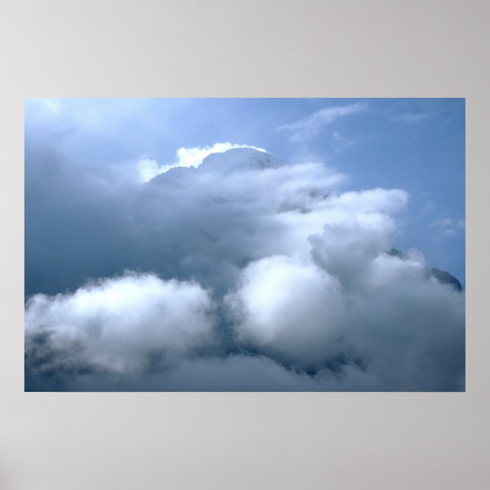 Eiger summit in the clouds posters