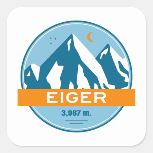 Eiger Switzerland Stars Moon Square Sticker