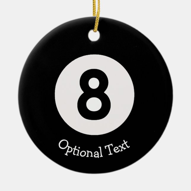 Eight 8 Ball Ceramic Ornament (Front)