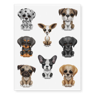Eight Adorable Puppy Dogs Tattoo Collection