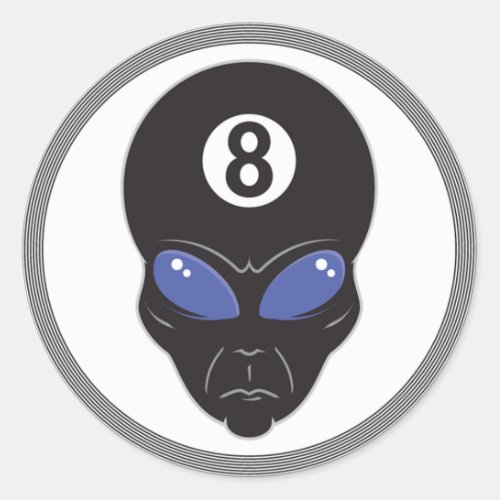 eight ball alien head classic round sticker
