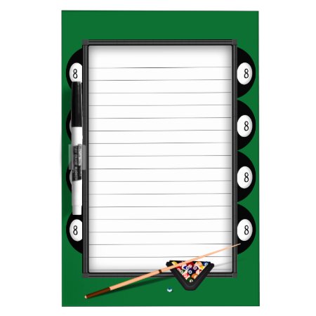 Eight Ball Billiard  Lined Dry Erase Board
