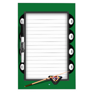 Eight Ball Billiard Lined Dry Erase Board