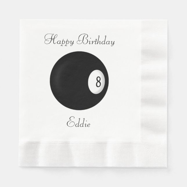 Eight Ball Billiard Theme Custom Napkins (Front)