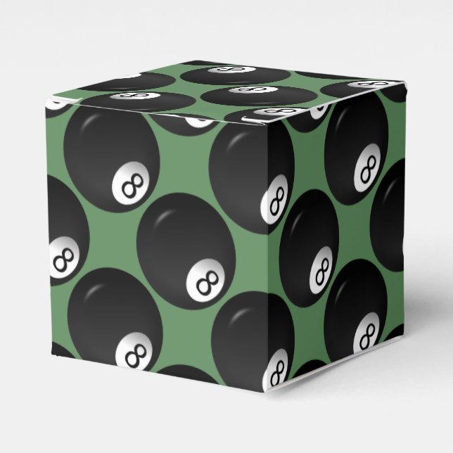 Eight Ball Billiard Theme Favor Boxes (Front Side)