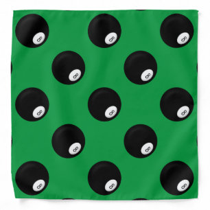 Eight Ball Billiard Theme Green Bandana