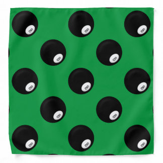 Eight Ball Billiard Theme Green Bandana